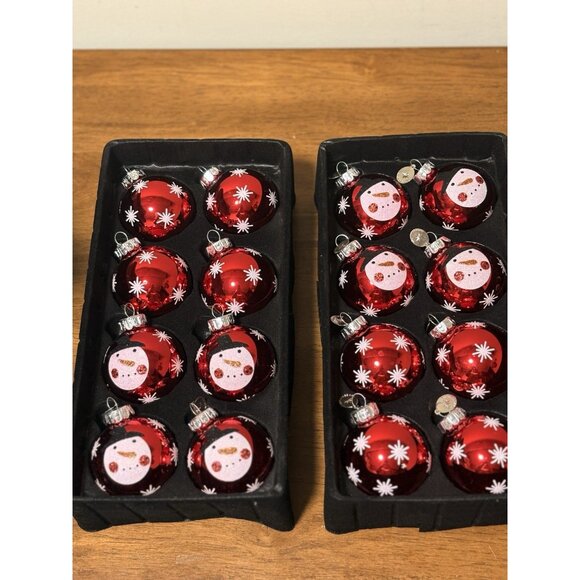 Christopher Radko Glass Ornaments  Set Of 16 Celebrations Red Glass Snowman - Picture 2 of 7